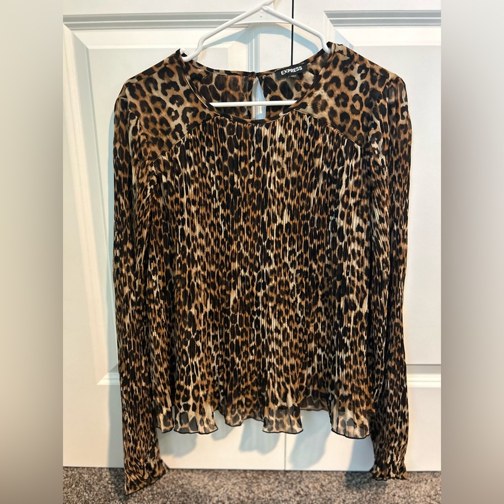 Express Animal Print Pleated Blouse- like NEW condition